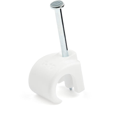 StarTech.com 100 Pk (L) Cable Clips w/ Nail - Reusable Nail-in Clamps - Cord Mounting/Holding Clips - Cable Tacks Wire Fasteners White TAA