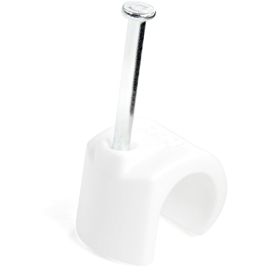 StarTech.com 100 Pk XL Cable Clips w/ Nail - Reusable Nail-in Clamps - Cord Mounting/Holding Clips - Cable Tacks Wire Fasteners White TAA
