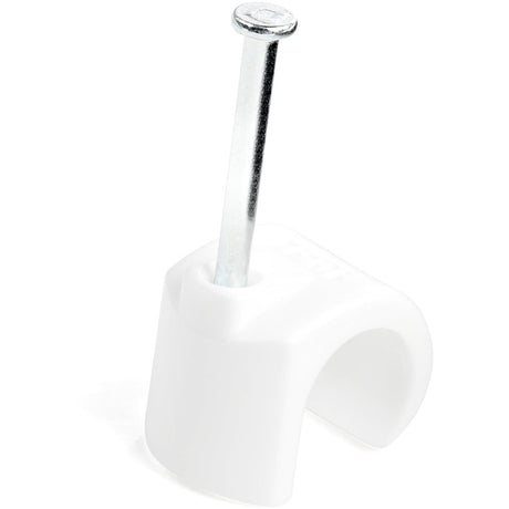 StarTech.com 100 Pk XL Cable Clips w/ Nail - Reusable Nail-in Clamps - Cord Mounting/Holding Clips - Cable Tacks Wire Fasteners White TAA