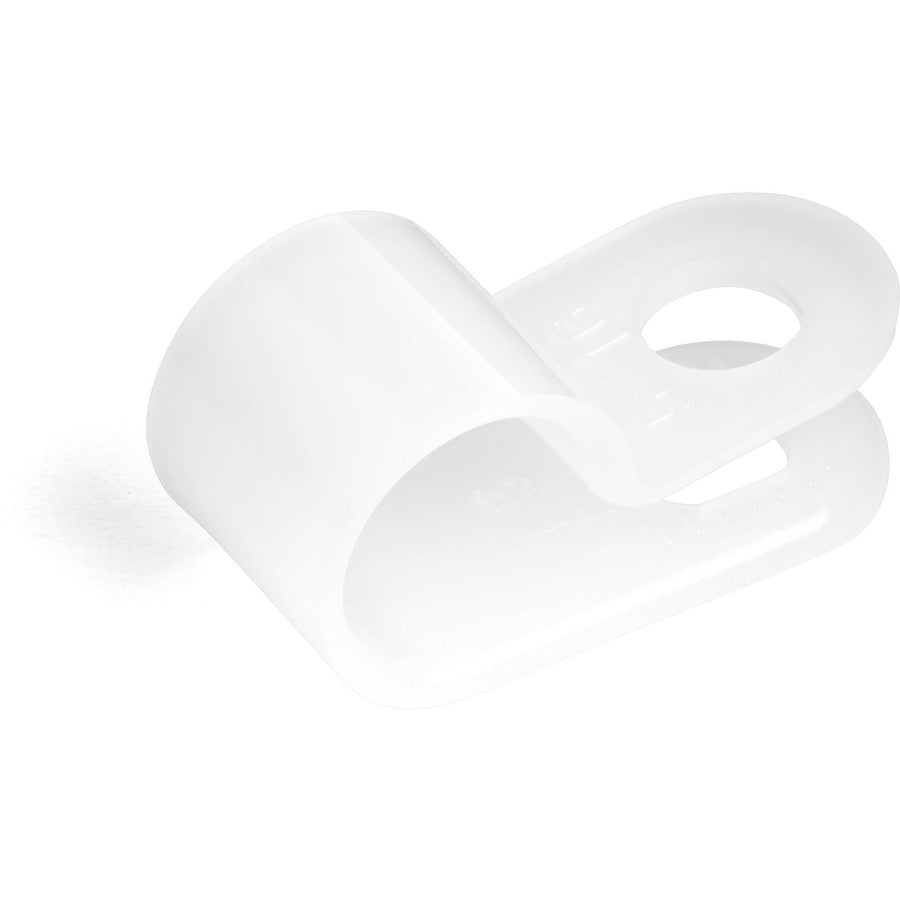 StarTech.com 100 Pack Screw Mount Cable Clamps - Wire Fastener/Holder - R-Type Screw Down Reusable Nylon Clips - UL/94V-2 Rated - Large