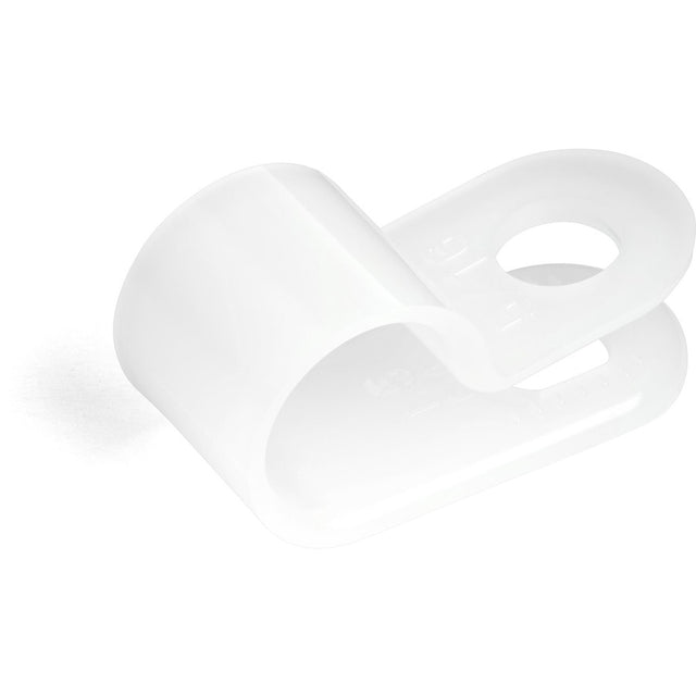 StarTech.com 100 Pack Screw Mount Cable Clamps - Wire Fastener/Holder - R-Type Screw Down Reusable Nylon Clips - UL/94V-2 Rated - Large