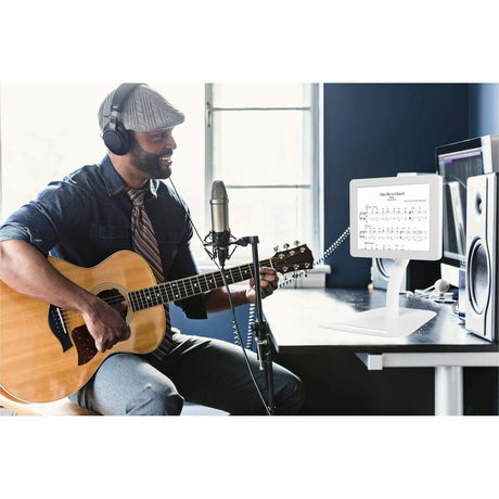 CTA Digital Premium Height-Adjustable Floor-to-Desk Security Kiosk for Tablets (White)