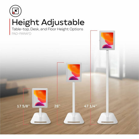 CTA Digital Premium Height-Adjustable Floor-to-Desk Security Kiosk for Tablets (White)