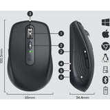 Logitech MX Anywhere 3 Compact Performance Mouse, Wireless, Comfort, Fast Scrolling, Any Surface, Portable, 4000DPI, Customizable Buttons, USB-C, Bluetooth, Apple Mac, iPad, Windows PC, Linux, Chrome (Black)