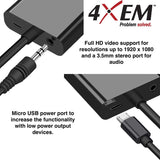 4XEM HDMI to VGA Adapter with Power and 3.5mm Audio Cable - Black