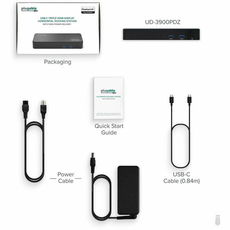 Plugable USB C Triple Display Docking Station with Laptop Charging, for Thunderbolt, USB4, or USB C Systems, Compatible with Windows, macOS, ChromeOS laptops