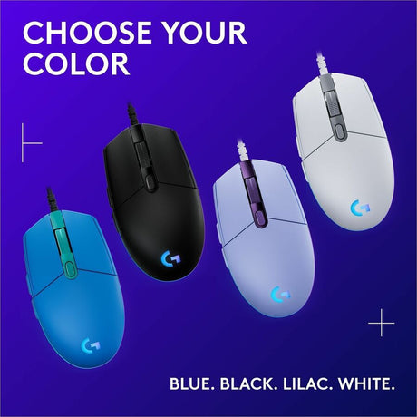 Logitech G203 Wired Gaming Mouse, 8,000 DPI, Rainbow Optical Effect LIGHTSYNC RGB, 6 Programmable Buttons, Blue