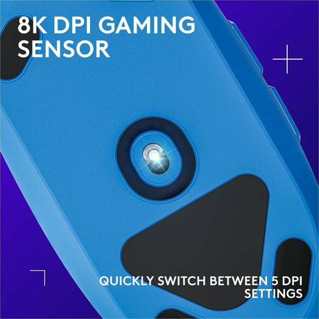 Logitech G203 Wired Gaming Mouse, 8,000 DPI, Rainbow Optical Effect LIGHTSYNC RGB, 6 Programmable Buttons, Blue
