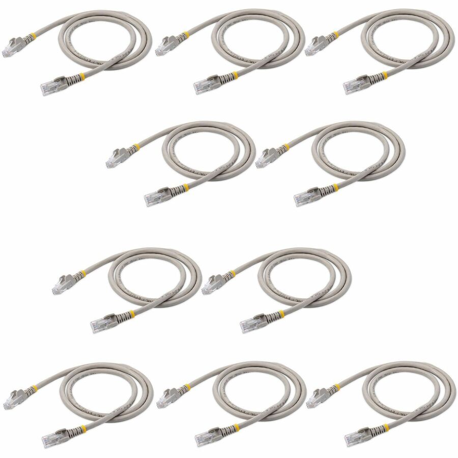 StarTech.com 3 ft. CAT6 Ethernet Cable - 10 Pack - ETL Verified - Gray CAT6 Patch Cord - Snagless RJ45 Connectors - 24 AWG - UTP