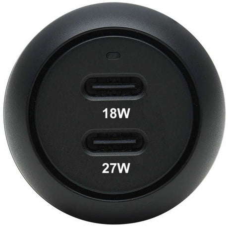 Eaton Tripp Lite Series Dual-Port USB-C Car Charger with 45W PD Charging - USB-C (27W), USB-C (18W), Black