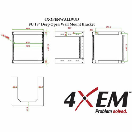 9U WALLMOUNT OPEN FRAME 18IN