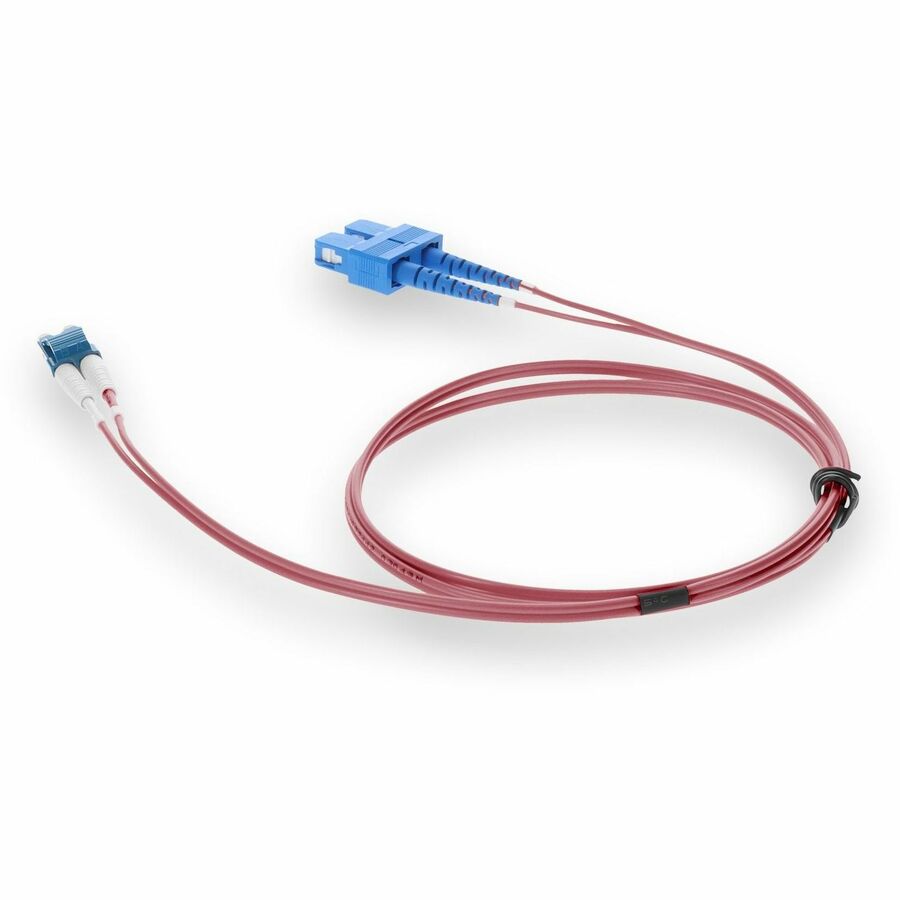 AddOn 7m LC (Male) to SC (Male) Pink OS2 Duplex Fiber OFNR (Riser-Rated) Patch Cable