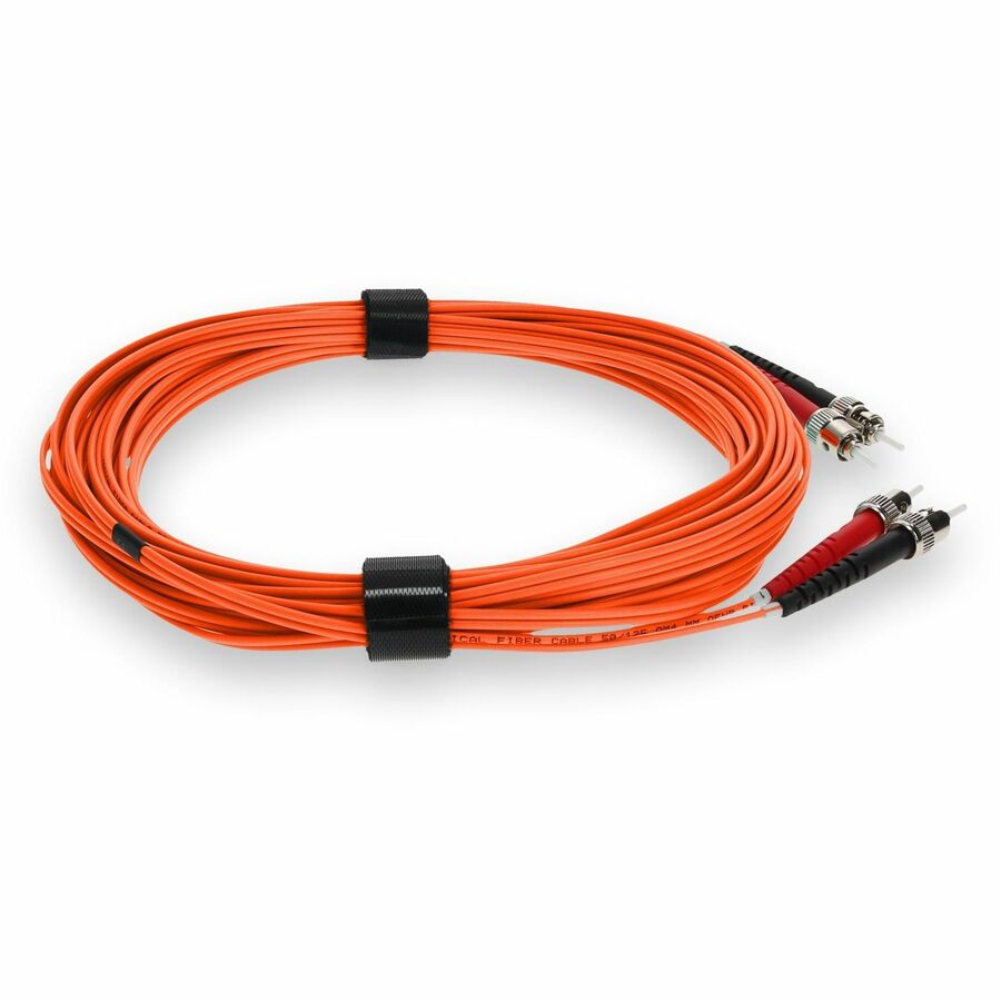 AddOn 5m ST (Male) to ST (Male) Orange OM3 Duplex Plenum-Rated Fiber Patch Cable