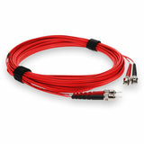 AddOn 5m ST (Male) to ST (Male) Red OM3 Duplex Plenum-Rated Fiber Patch Cable