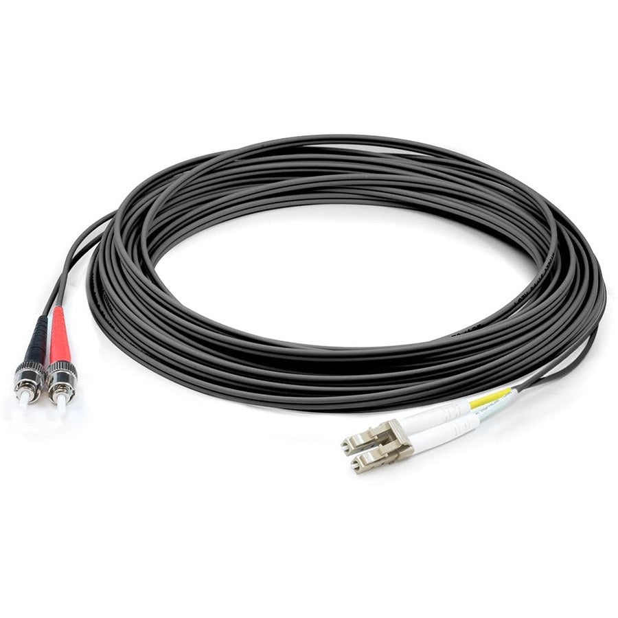 AddOn 5m LC (Male) to ST (Male) Black OM3 Duplex Plenum-Rated Fiber Patch Cable