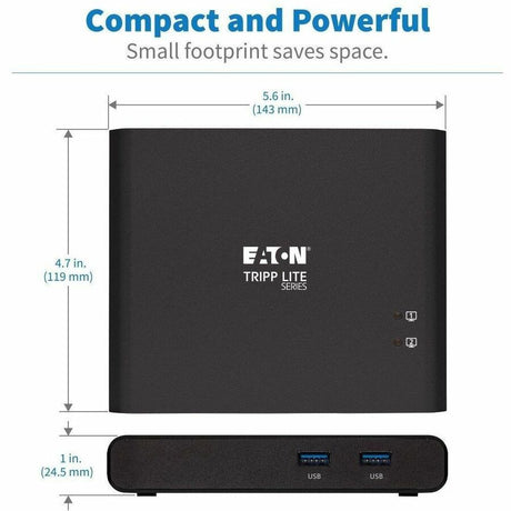 Eaton Tripp Lite Series 2-Port USB-C KVM Dock - 4K HDMI, USB 3.2 Gen 1, USB-A Hub, Remote Selector, 85W PD Charging, Black, TAA