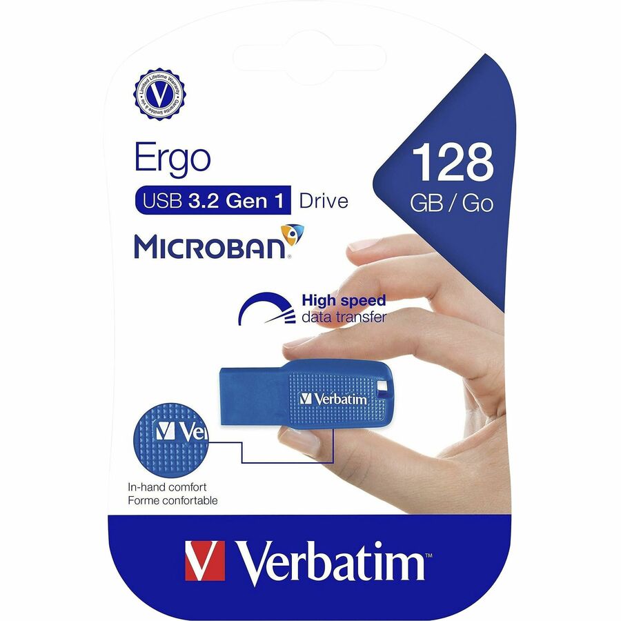 Verbatim 128GB Ergo USB 3.0 Flash Drive - Blue