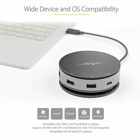 StarTech.com USB C Multiport Adapter - USB Type-C 10Gbps Mini Dock 4K 60Hz HDMI/DisplayPort/1080p VGA - 75W PD Passthrough, USB Hub & GbE