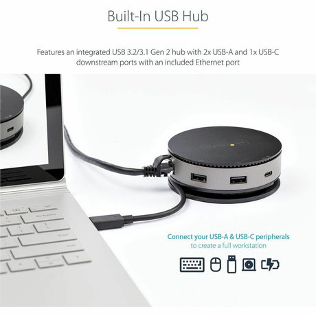 StarTech.com USB C Multiport Adapter - USB Type-C 10Gbps Mini Dock 4K 60Hz HDMI/DisplayPort/1080p VGA - 75W PD Passthrough, USB Hub & GbE