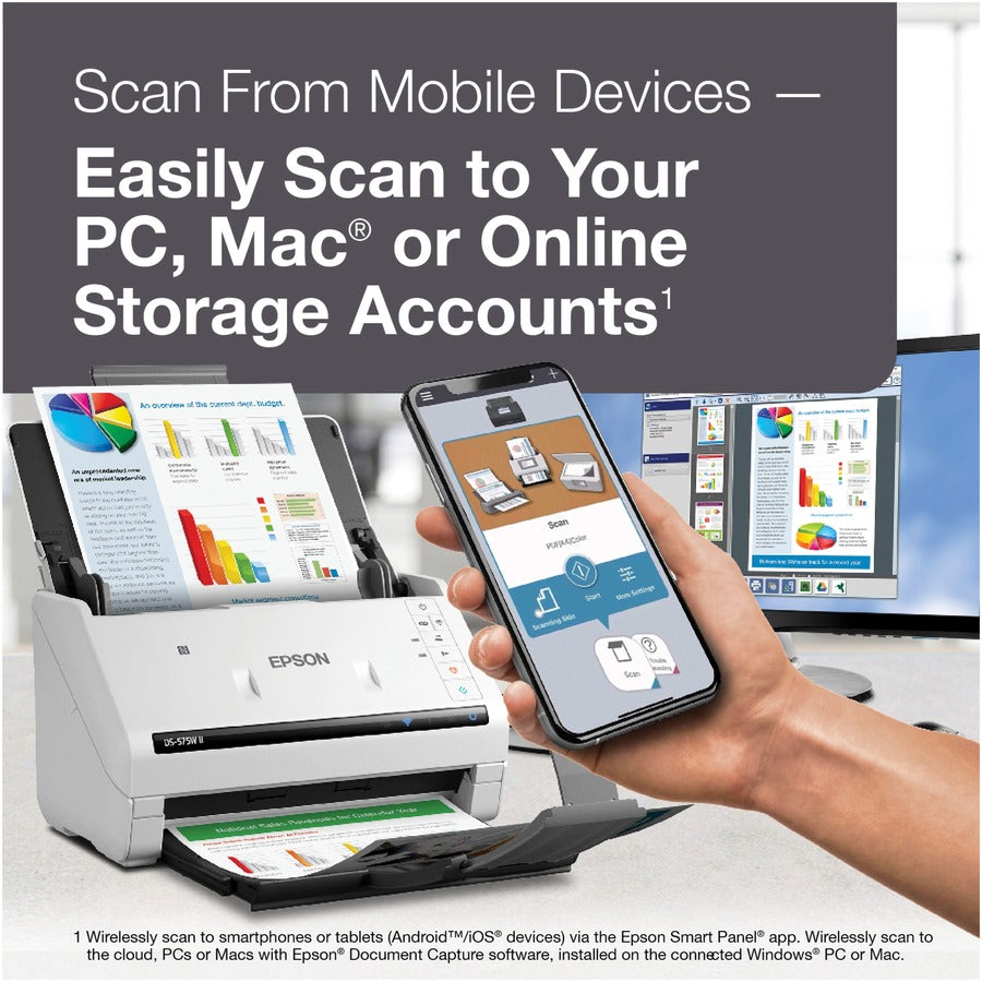 Epson DS-575W II Sheetfed Scanner - 600 x 600 dpi Optical