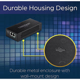 TRENDnet Gigabit PoE++ Injector, Convert A Non-PoE Port to A PoE++ Gigabit Port, PoE (15.4W), PoE+ (30W), Or PoE++ (95W), Up to 100m (328 ft), Integrated Power Supply, Black, TPE-119GI