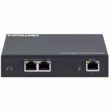 Intellinet 2-Port Gigabit Ultra PoE Extender, Adds up to 100 m (328 ft.) to PoE Range, PoE Power Budget 60 W, Two PSE Ports with 30 W Output Each, IEEE 802.3bt/at/af Compliant, Metal Housing