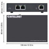 Intellinet 2-Port Gigabit Ultra PoE Extender, Adds up to 100 m (328 ft.) to PoE Range, PoE Power Budget 60 W, Two PSE Ports with 30 W Output Each, IEEE 802.3bt/at/af Compliant, Metal Housing