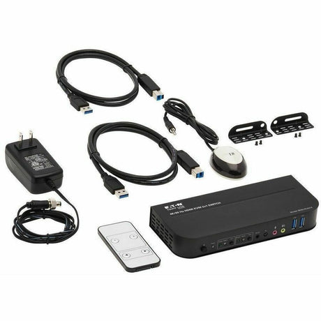 Eaton Tripp Lite Series 2-Port HDMI/USB KVM Switch - 4K 60 Hz, HDR, HDCP 2.2, IR, USB Sharing, USB 3.0 Cables