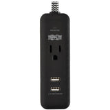 Eaton Tripp Lite Series 1-Outlet Surge Protector with 2 USB Ports (2.1A Shared) - 4 ft. Cord, 5-15P Plug, 450 Joules, Black