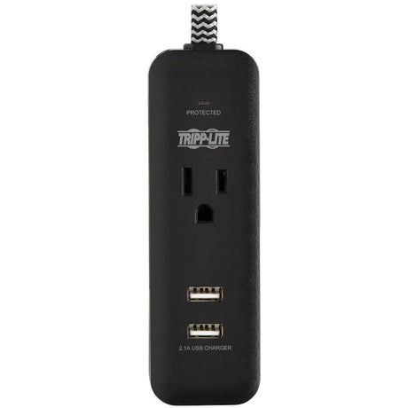 Eaton Tripp Lite Series 1-Outlet Surge Protector with 2 USB Ports (2.1A Shared) - 4 ft. Cord, 5-15P Plug, 450 Joules, Black