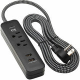 Eaton Tripp Lite Series 2-Outlet Surge Protector with 2 USB Ports (2.1A Shared) - 6 ft. Cord, 5-15P Plug, 450 Joules, Black
