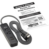Eaton Tripp Lite Series 2-Outlet Surge Protector with 2 USB Ports (2.1A Shared) - 6 ft. Cord, 5-15P Plug, 450 Joules, Black