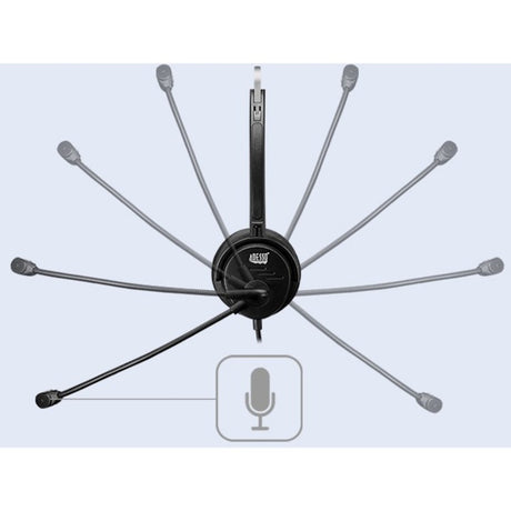 Adesso USB Single-Sided Headset with Adjustable Microphone- Noise Cancelling- Mono - USB - Wired - Over-the-head - 6 ft Cable -, Omni-directional Microphone - Black