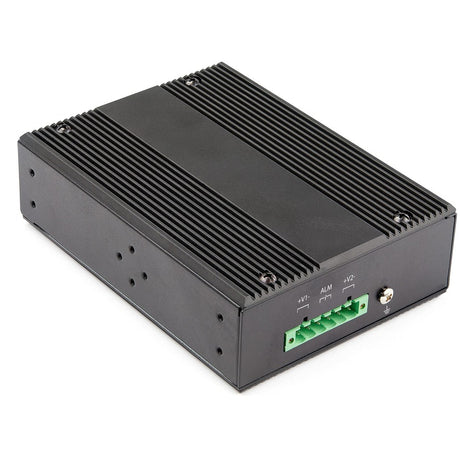 StarTech.com Industrial 6 Port Gigabit Ethernet Switch w/4 PoE RJ45 +2 SFP Slots 30W 802.3at PoE+ 12-48VDC 10/100/1000 Mbps -40C to 75C