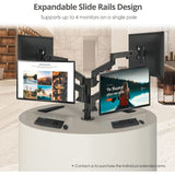 SIIG Dual Arm Pole Multi-Angle Replaceable Articulating Monitor Desk Mount - 14" to 30" - Max Load 17.6lbs each - Expandable Slide Rails Design - up to 4 monitors