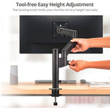 SIIG Dual Arm Pole Multi-Angle Replaceable Articulating Monitor Desk Mount - 14" to 30" - Max Load 17.6lbs each - Expandable Slide Rails Design - up to 4 monitors