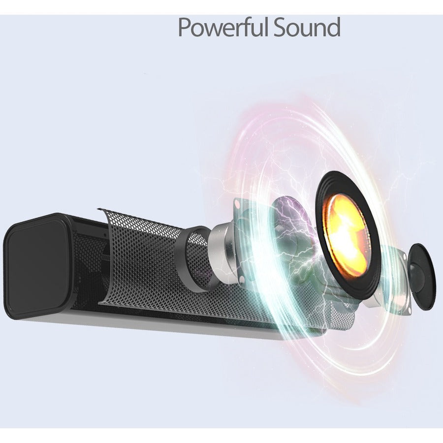 Adesso Xtream S6 Portable Bluetooth & Aux Sound Bar Speaker - 10W x 2 -Black - 3.5mm - Rechargeable Battery - Volume Control Knob - Wired/Wireless