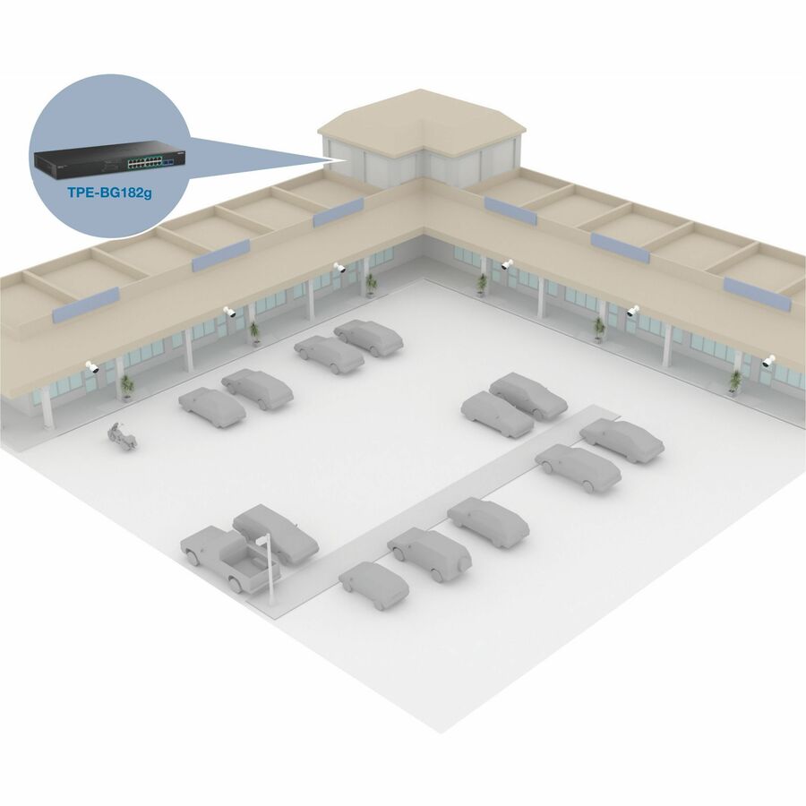 TRENDnet TPE-BG182g, 18-Port Gigabit 470W PoE++ Switch with 8 x 95W PoE++ Ports, 8 x 30W PoE+ Ports, 2 Gigabit SFP Slots,470W PoE Budget, 1U 19" Rack Mountable