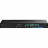 TRENDnet TPE-BG182g, 18-Port Gigabit 470W PoE++ Switch with 8 x 95W PoE++ Ports, 8 x 30W PoE+ Ports, 2 Gigabit SFP Slots,470W PoE Budget, 1U 19" Rack Mountable
