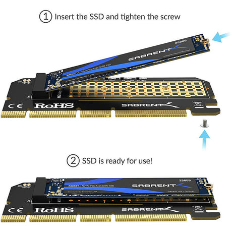 Sabrent NVMe M.2 SSD to PCIe X16/X8/X4 Card with Aluminum Heat Sink (EC-PCIE)