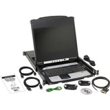 Eaton Tripp Lite Series NetDirector 8-Port DisplayPort KVM Switch Console with 17 in. LCD, IP Remote Access, Dual Rail, 1U Rack-Mount, TAA