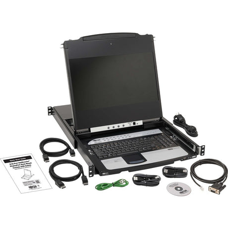 Eaton Tripp Lite Series NetDirector 8-Port DisplayPort KVM Switch Console with 17 in. LCD, IP Remote Access, Dual Rail, 1U Rack-Mount, TAA