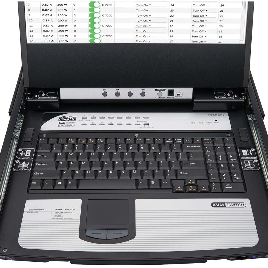Eaton Tripp Lite Series NetDirector 16-Port DisplayPort KVM Switch Console with 17 in. LCD, Dual Rail, 1U Rack-Mount, TAA