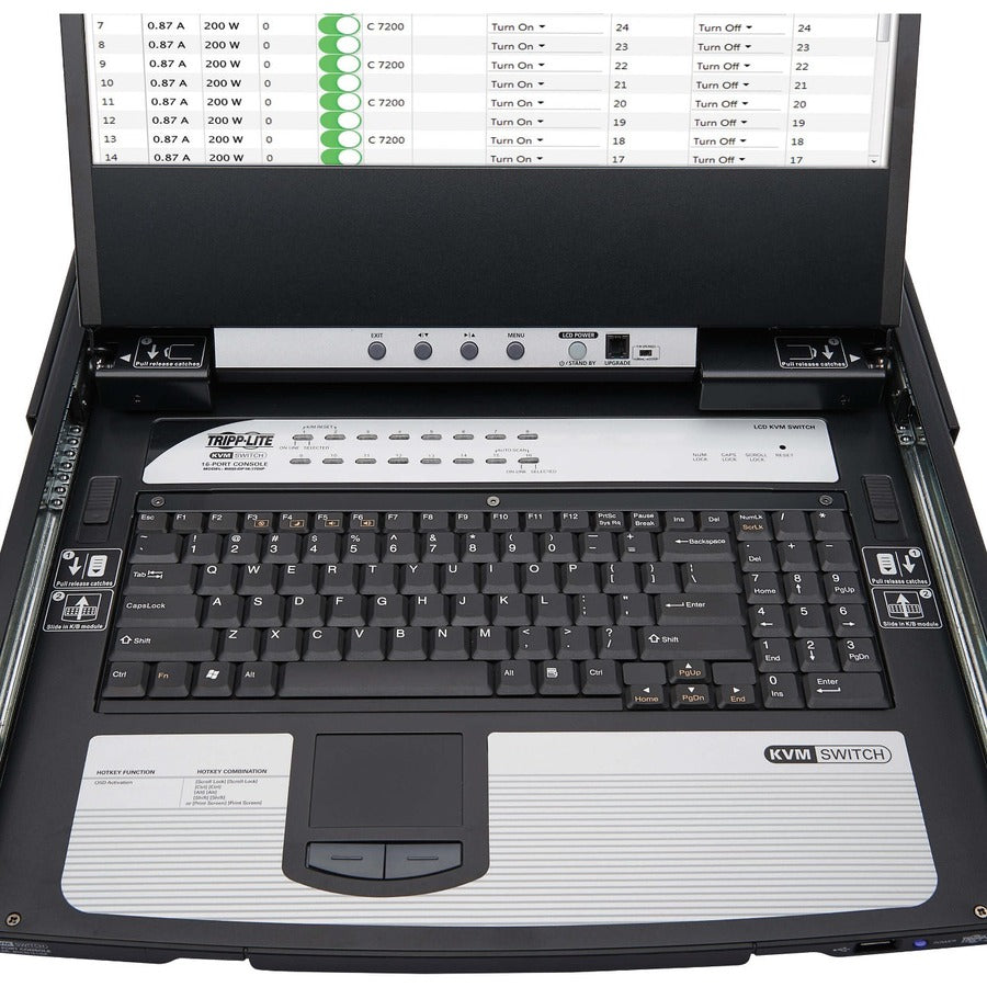 Eaton Tripp Lite Series NetDirector 16-Port DisplayPort KVM Switch Console with 17 in. LCD, IP Remote Access, Dual Rail, 1U Rack-Mount, TAA