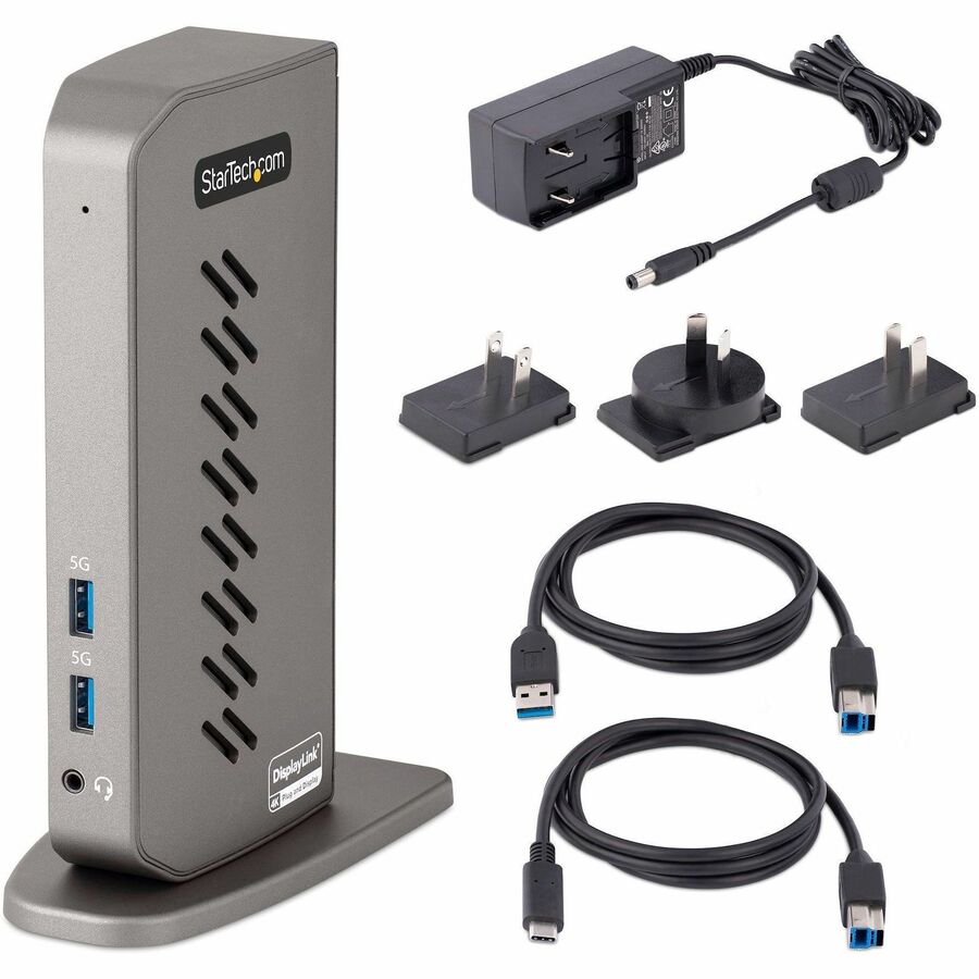 StarTech.com USB-C USB-A Dock - Hybrid Universal USB 3.0 Laptop Docking Station - Dual Monitor 4K 60Hz HDMI/DisplayPort - 6xUSB Type-A/GbE