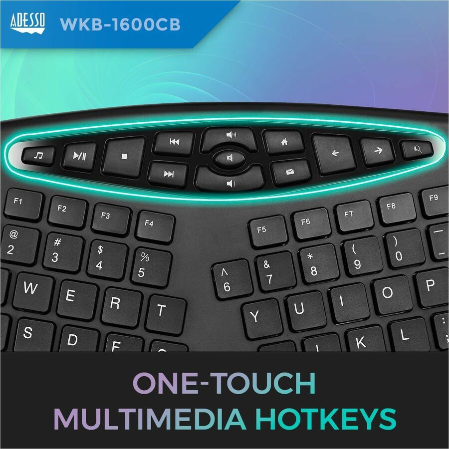 Adesso TruForm 1600 Wireless Ergonomic Keyboard and Optical Mouse