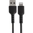 StarTech.com 6 inch/15cm Durable Black USB-A to Lightning Cable, Rugged Heavy Duty Charging/Sync Cable for Apple iPhone/iPad MFi Certified
