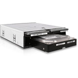 Icy Dock FlexiDOCK MB095SP-B Drive Enclosure for 5.25" SATA/600 - Serial ATA/600 Host Interface Internal - Black, Silver