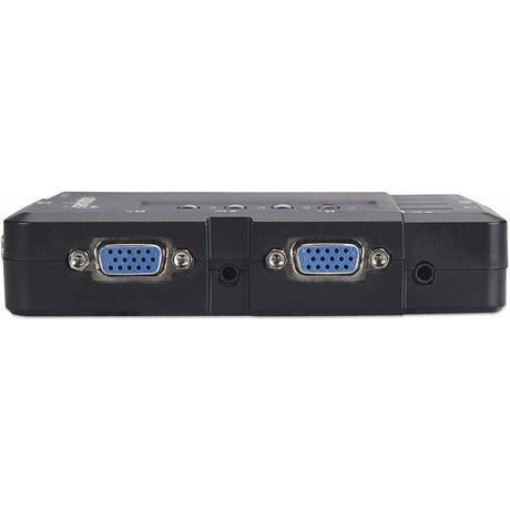 Manhattan KVM Switch Compact 4-Port, 4x USB-A, Cables included, Audio Support, Control 4x computers from one pc/mouse/screen, Black, Lifetime Warranty, Boxed