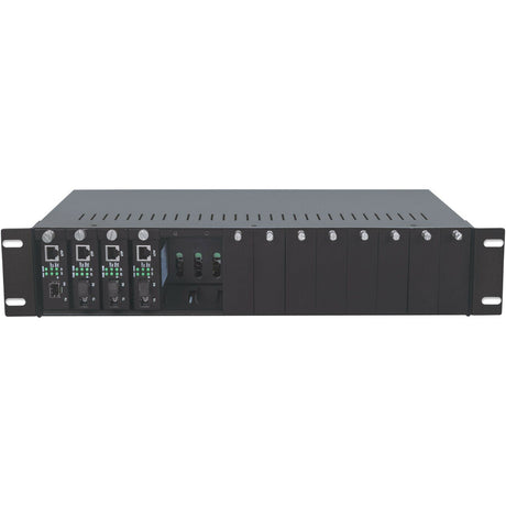 Intellinet 14-Slot Media Converter Chassis, Includes redundant power supply, 19" rackmountable, 2 U (With 2 Pin Euro Power Adapter)